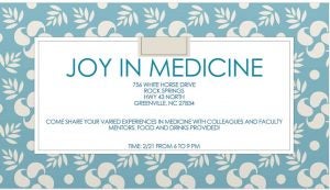 Joy in Medicine invitation graphic