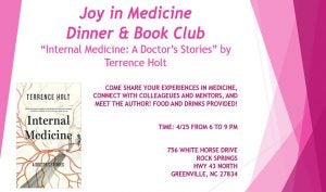 Joy in Medicine Dinner & Book Club graphic